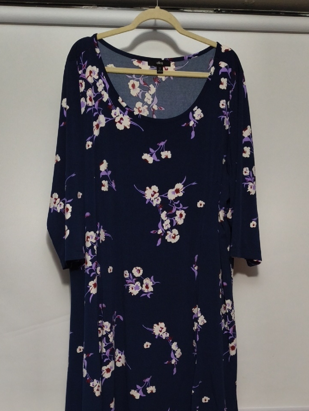 ellos Navy Floral Scoop Neck Long Sleeve Dress